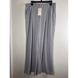 Halara Flex Wide Leg Pleated Work Pants Light Gray Regular Sz XL NWT
